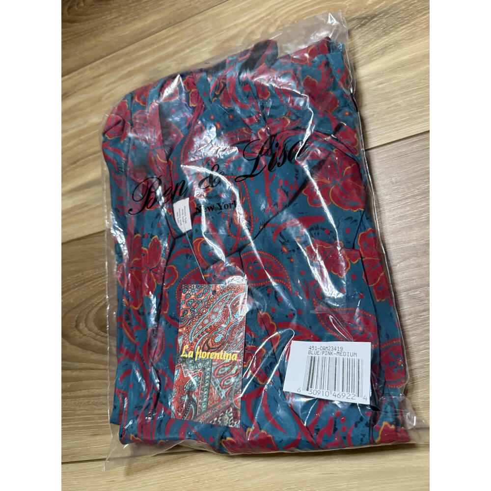 NWT! La Fiorentina Printed A-Line Maxi Dress in Blue/Pink Size Medium - Picture 3 of 4